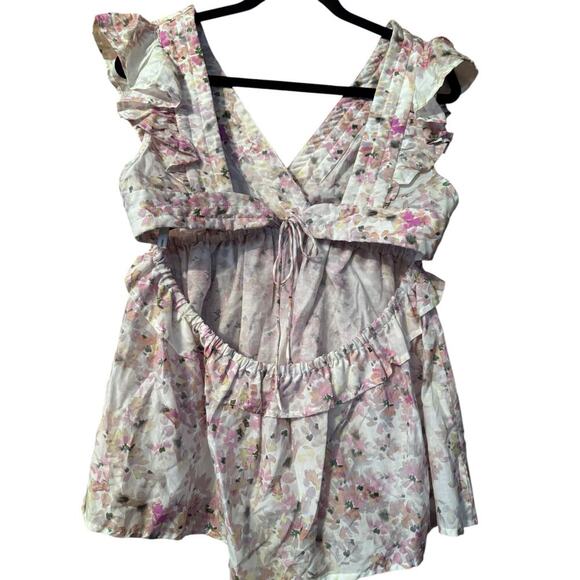 MUNTHE feminine floral short sleeve silk/cotton blend top soft romantic 44 (XL) - Picture 1 of 6